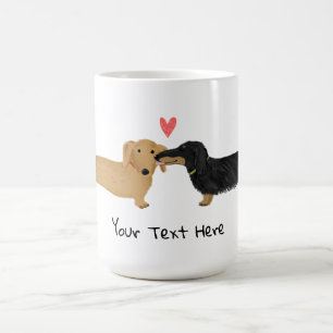 Taza De Café Dachshund besa con perros vieneses del corazón en