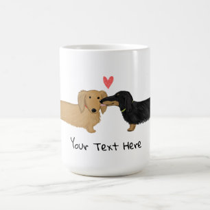 Taza De Café Dachshund besa con perros vieneses del corazón en
