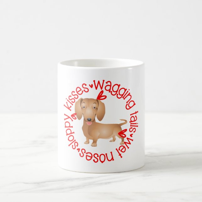 Taza De Café Dachshund, besos descuidados (Centro)