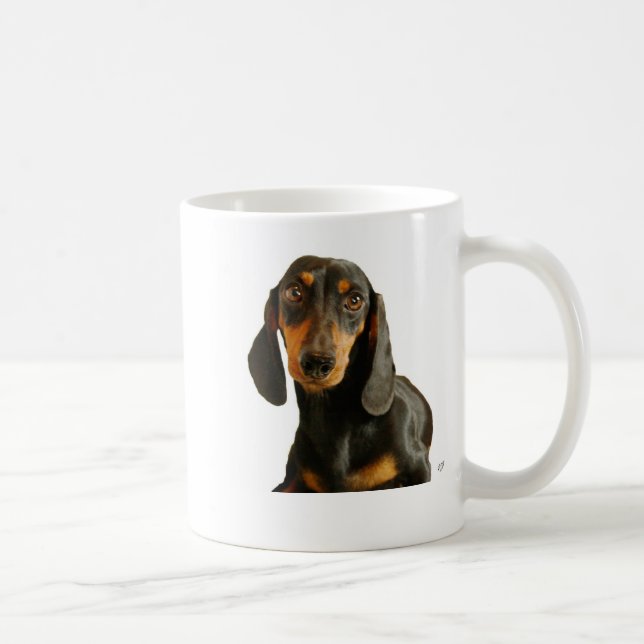 Taza De Café Dachshund (Brown miniatura de pelo corto) (Derecha)