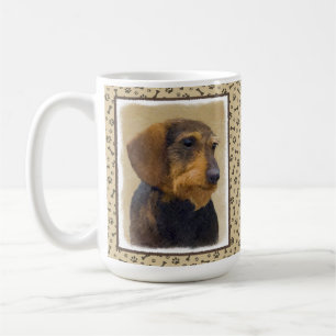 Taza De Café Dachshund (Cabezal alambrada) Pintura original de