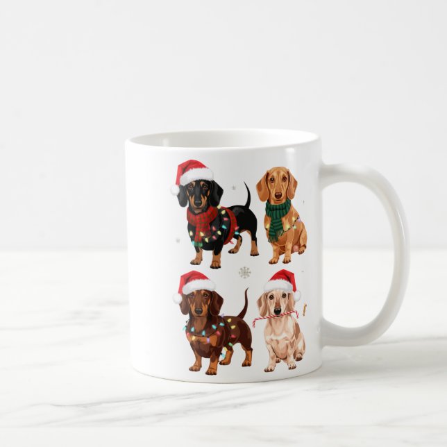 Taza De Café Dachshund Christmas Dog Mom Lover Xmas Gift  (Derecha)