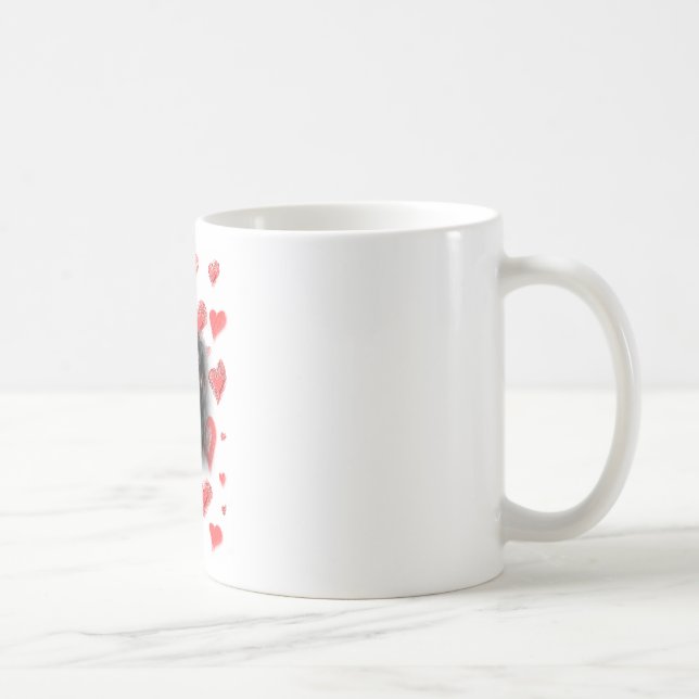 Taza De Café Dachshund con corazones rojos (Derecha)