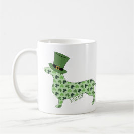Taza De Café Dachshund con el Gorra de San Patricio
