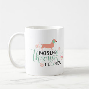 Taza De Café Dachshund con el navidad de la nieve