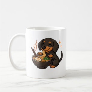 Taza De Café Dachshund con fideos Ramen Kawaii Perro