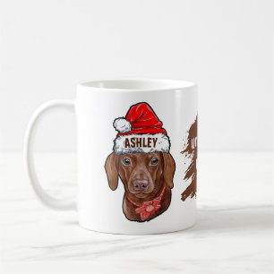 Taza De Café Dachshund con Navidades Gorra Holiday Dog Mug