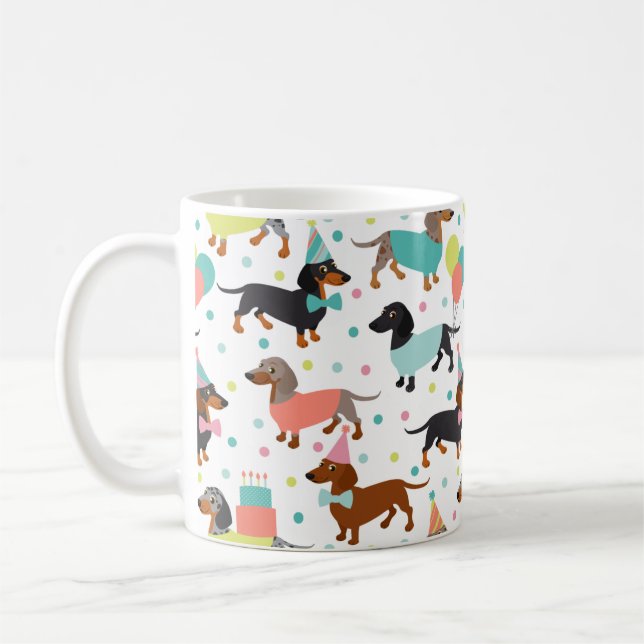 Taza De Café Dachshund Cumpleaños Coffee Mug (Izquierda)