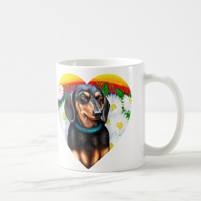Taza De Café Dachshund Daisy Patch B&T (Derecha)
