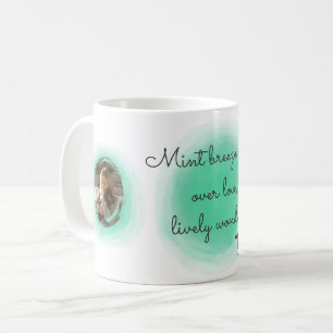Taza De Café Dachshund de acuarela verde menta - nombre persona