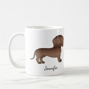 Taza De Café Dachshund de pelo corto de chocolate de dibujos an