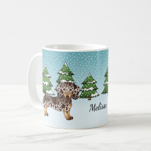 Taza De Café Dachshund de pelo corto manchado marrón y broncead