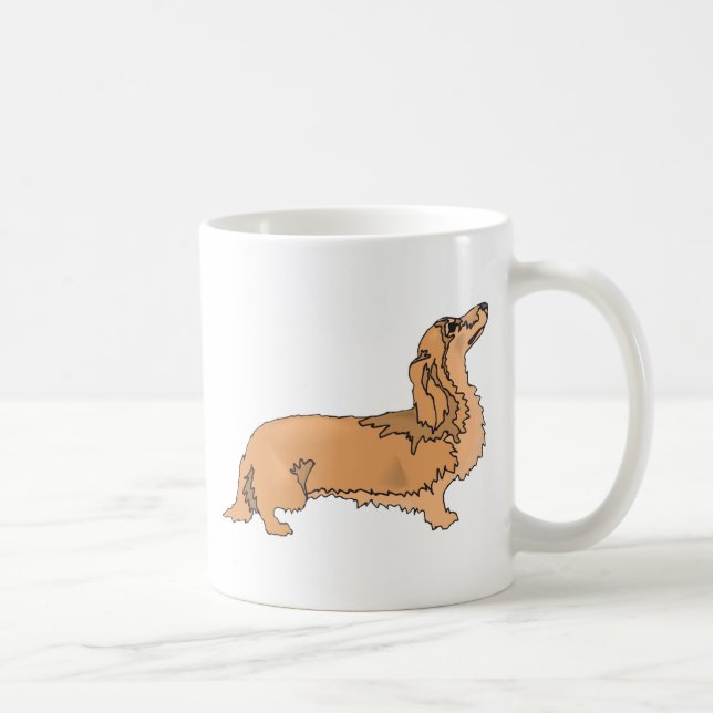 Taza De Café Dachshund de pelo largo (Derecha)