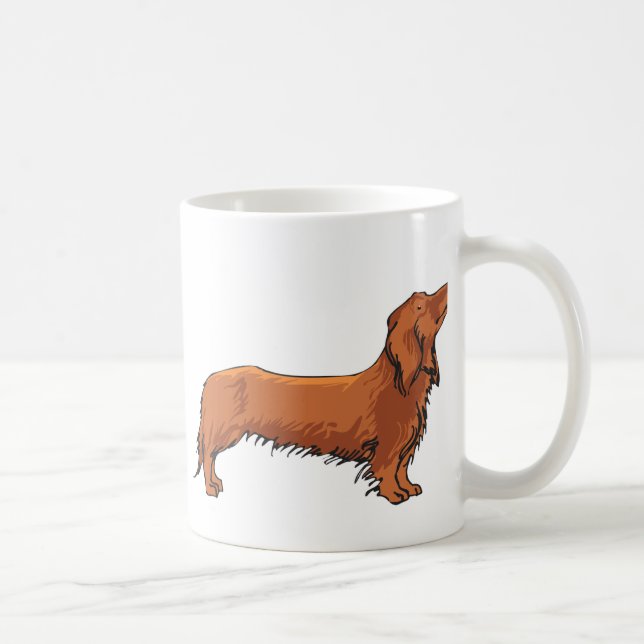 Taza De Café Dachshund de pelo largo (Derecha)