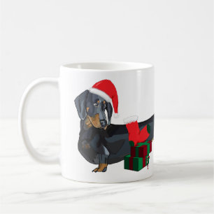 Taza De Café Dachshund de Santa en navidad