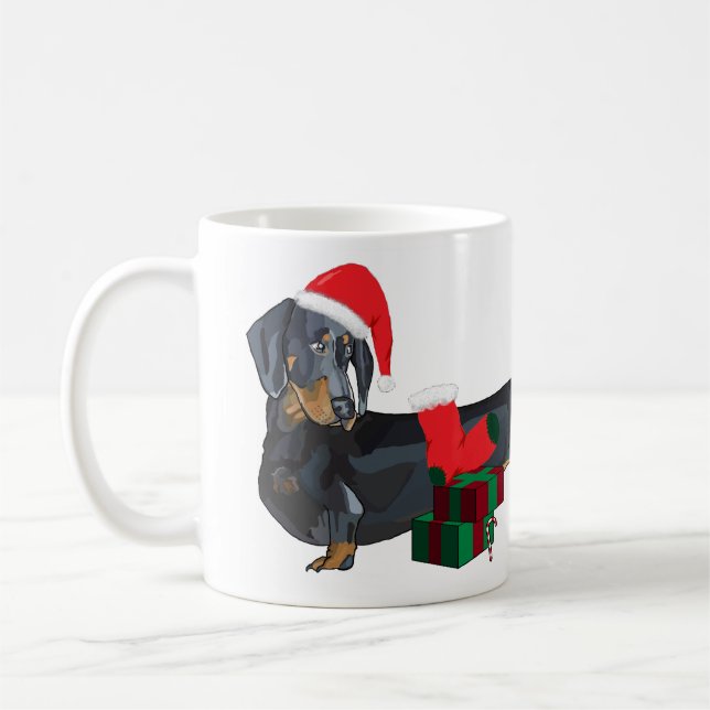 Taza De Café Dachshund de Santa en navidad (Izquierda)