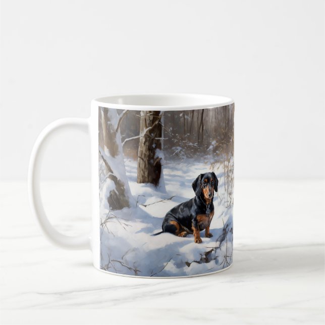 Taza De Café Dachshund Deja que nieve Navidad (Izquierda)