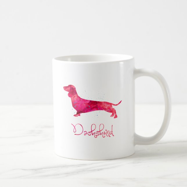 Taza De Café Dachshund - Diseño acuarela (Derecha)