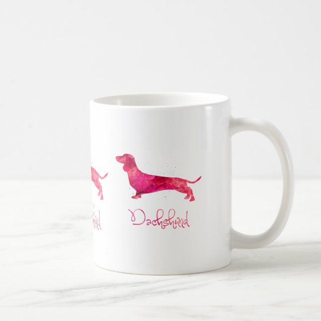 Taza De Café Dachshund - Diseño acuarela (Derecha)