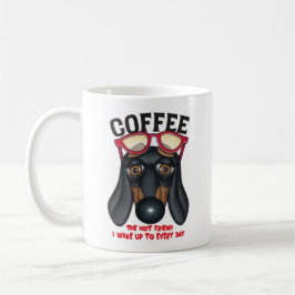 Taza De Café Dachshund divertido y café