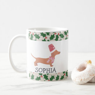 Taza De Café Dachshund Dog Feliz Navidad