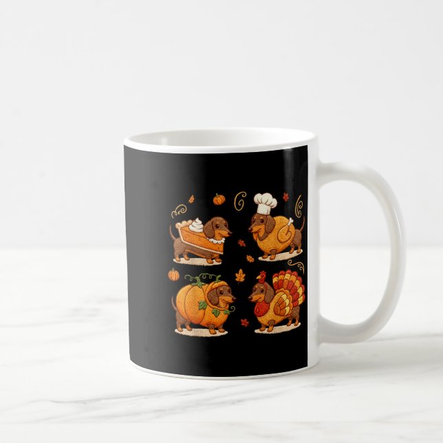 Taza De Café Dachshund Dog Pumpkin E Turkey Thanksgiving Men Wo (Derecha)
