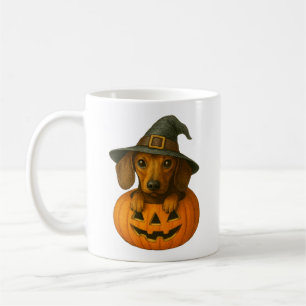 Taza De Café Dachshund en la Calabaza