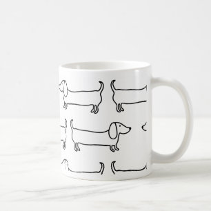 Taza De Café Dachshund en negro-blanco