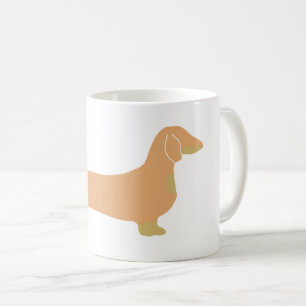 Taza De Café dachshund fawn y la silueta de tan