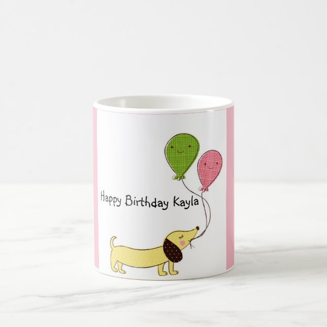 Taza De Café Dachshund Feliz cumpleaños Mug personalizado (Centro)
