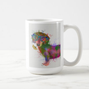 Taza De Café Dachshund & Glasses Splash Arcoiris