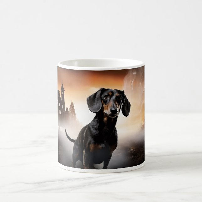 Taza De Café Dachshund Halloween Scary (Centro)