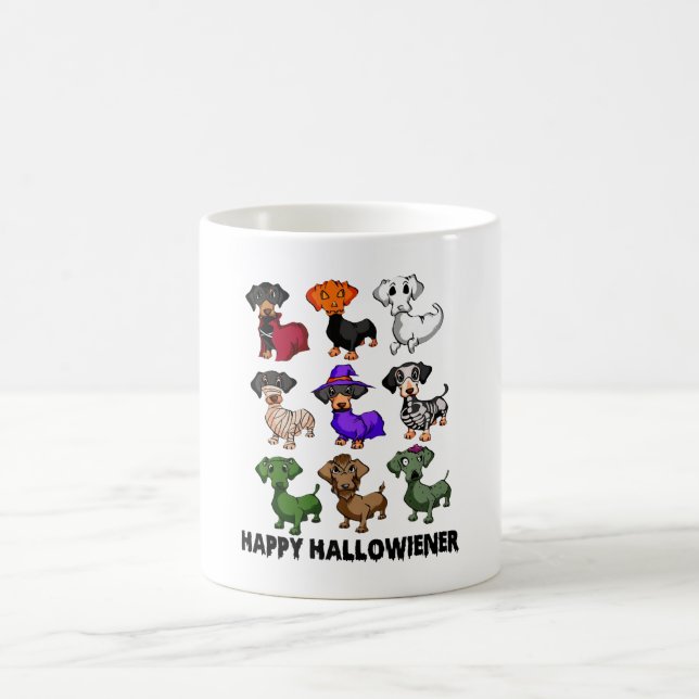 Taza De Café Dachshund Happy Halloweiner Funny Dog Halloween (Centro)