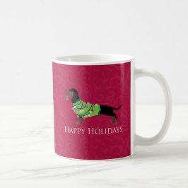 Taza De Café Dachshund Happy Holidays Design
