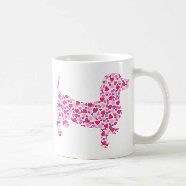 Taza De Café Dachshund Hearts (Derecha)