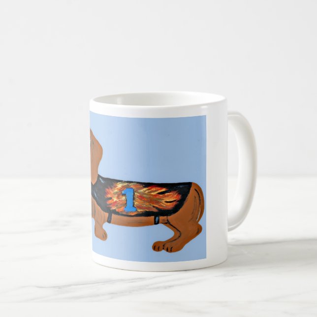 Taza De Café Dachshund in Racing Jacket Mug (Anverso derecho)