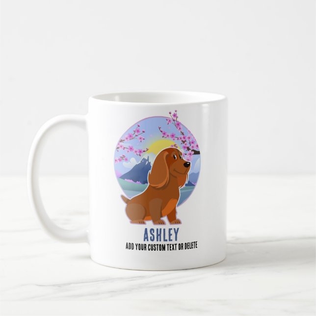 Taza De Café Dachshund Kawaii Mascota de perros de regalo (Izquierda)