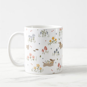 Taza De Café Dachshund Lover Perros Amantes del Café Flor Silve