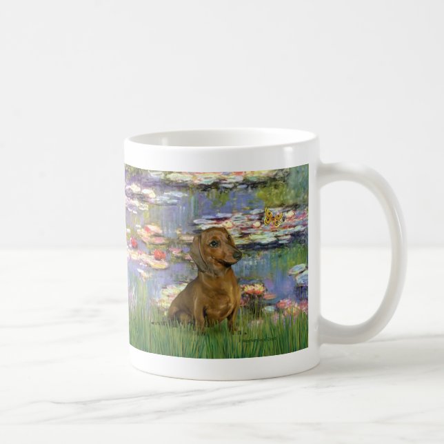 Taza De Café Dachshund (marrón1) - Lirios 2 (Derecha)