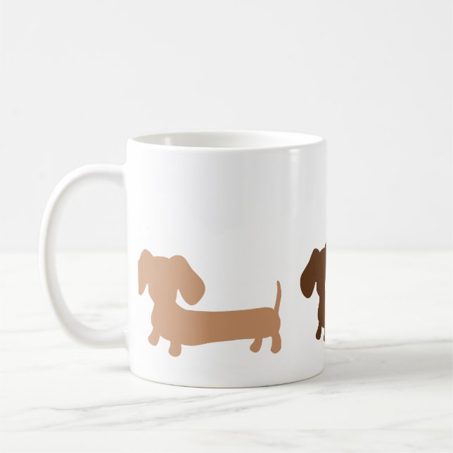 Taza De Café Dachshund marrón café Mug clásico perro salchicha (Izquierda)