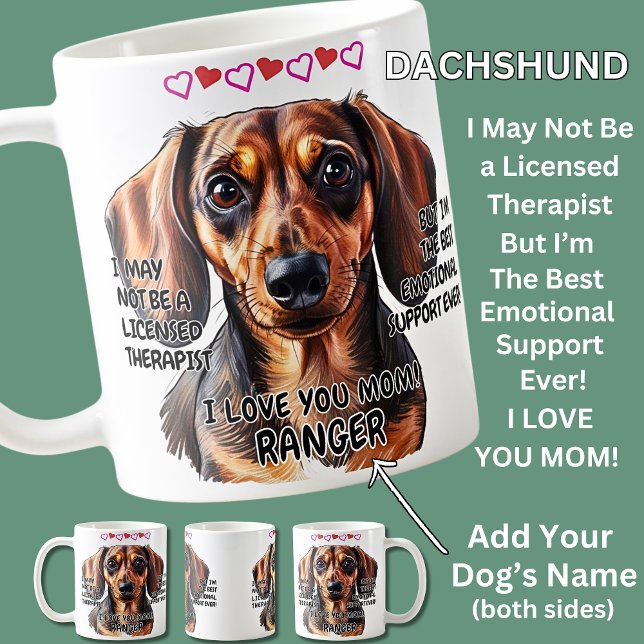 Taza De Café Dachshund Mug, agregar nombre de perro, puede camb (Subido por el creador)
