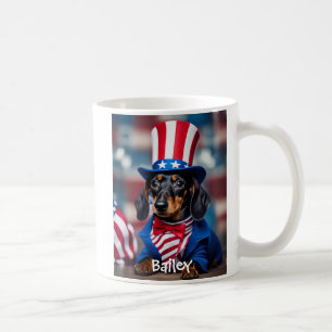 Taza De Café Dachshund Mug Patriótico Personalizado