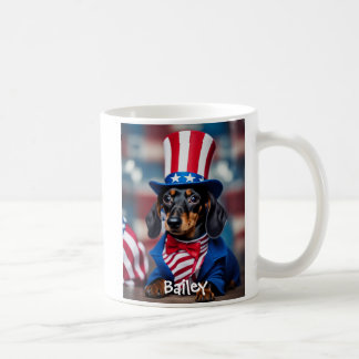 Taza De Café Dachshund Mug Patriótico Personalizado