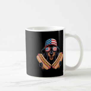 Taza De Café Dachshund Patriótico Divertido 4 De Julio Hotdog A