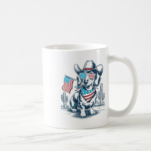 Taza De Café Dachshund Patriótico Vaquero 4 De Julio EEUU Fla