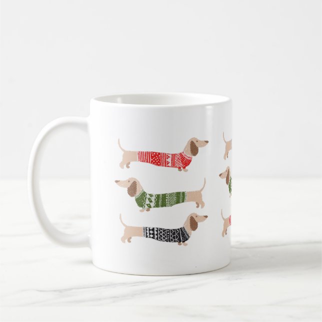 Taza De Café Dachshund Perro vienés regalo de Navidades amantes (Izquierda)