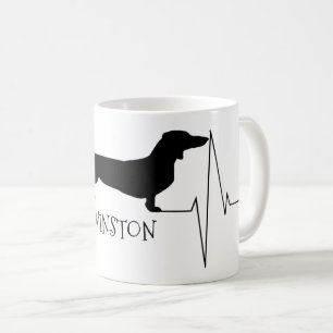 Taza De Café Dachshund Personalizado Ama A Mi Corazón De Perro 