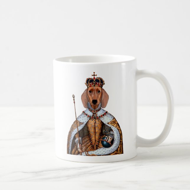Taza De Café Dachshund Queen 2 (Derecha)