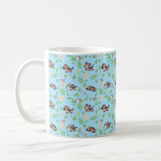 Taza de café Dachshund regalo floral de primavera