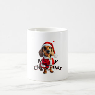 Taza De Café dachshund Santa hat Santa Wat